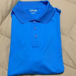 Lands’ End Turquoise Blue Men’s Small Quick Dry Men’s School Uniform Polo Shirt.